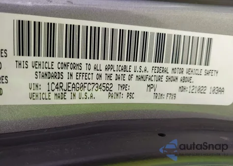 2015 Jeep Grand Cherokee Laredo from USA, damaged, VIN 1C4RJEAG0FC734562